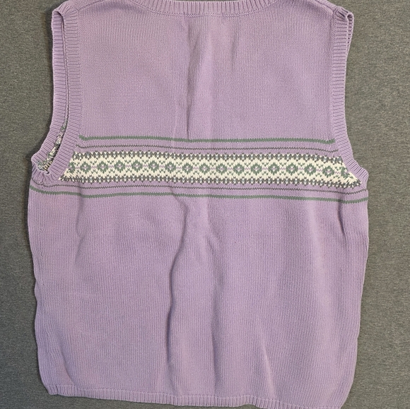 Vintage Old Navy Lavender Knit Sweater Vest Argyle Print Womens Xl Cottagecore - Picture 6 of 6